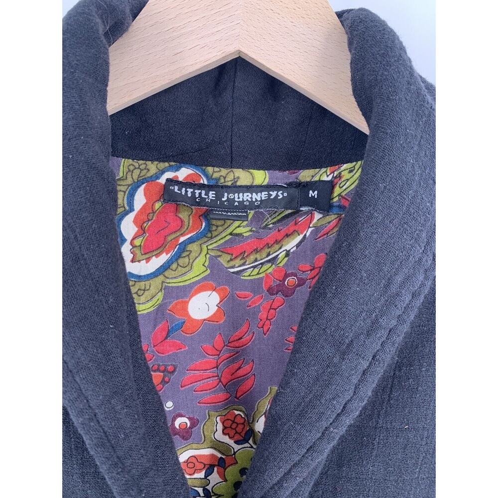 LITTLE JOURNEYS CHICAGO Floral Lined Black Cheesecloth Coat M - Picture 5 of 11